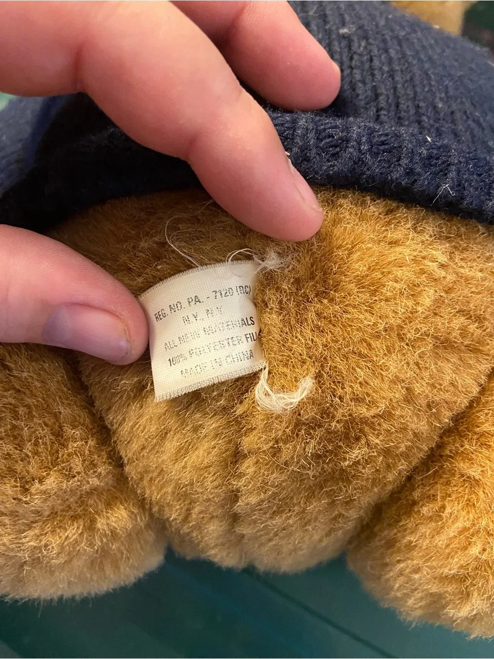 1997 Ralph Lauren Polo Bear Plush Teddy - Navy Sweater